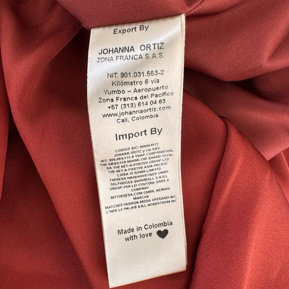 Johanna Ortiz Silk Bantu Mini Dress 6 NWT Terra Cotta Draped Cocktail Party - Picture 11 of 12